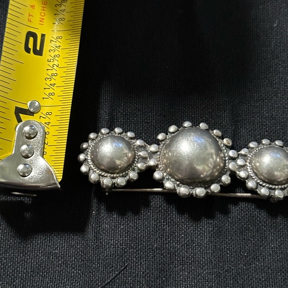 VINTAGE STERLING SILVER BROOCH PIN - FLOWER BALL DESIGN - Picture 4 of 6